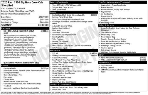 2020 RAM 1500 Big Horn