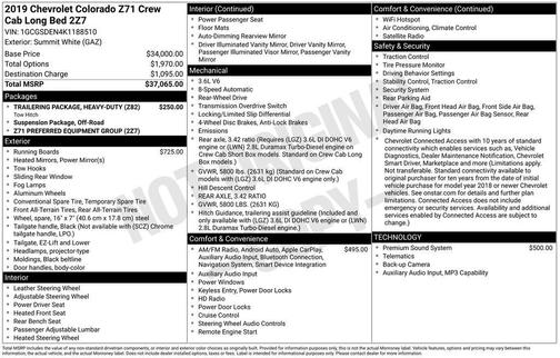 Summit White 2019 Chevrolet Colorado Z71
