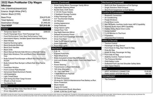 Bright White 2022 RAM ProMaster City Tradesman