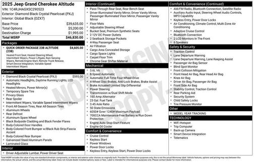 Diamond Black Crystal Pearlcoat 2025 Jeep Grand Cherokee Altitude