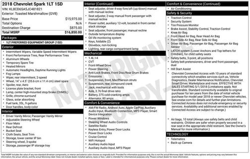 2018 Chevrolet Spark 1LT