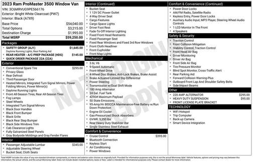 2023 RAM ProMaster 3500 Window Van High Roof