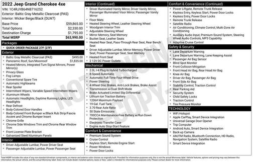 Baltic Gray Metallic Clearcoat 2022 Jeep Grand Cherokee 4xe Base