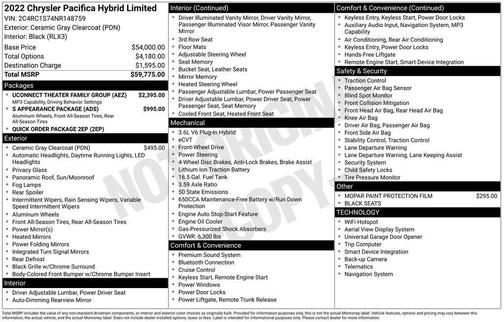 Ceramic Gray Clearcoat 2022 Chrysler Pacifica Hybrid Limited