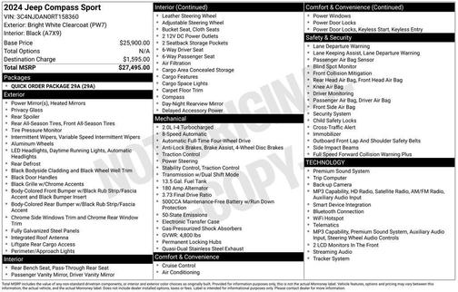 Bright White Clearcoat 2024 Jeep Compass Sport