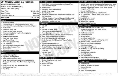 2019 Subaru Legacy 2.5i Premium