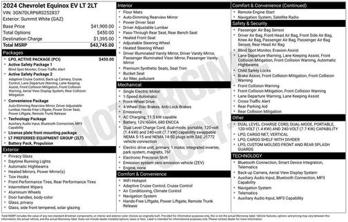 Summit White 2024 Chevrolet Equinox EV LT