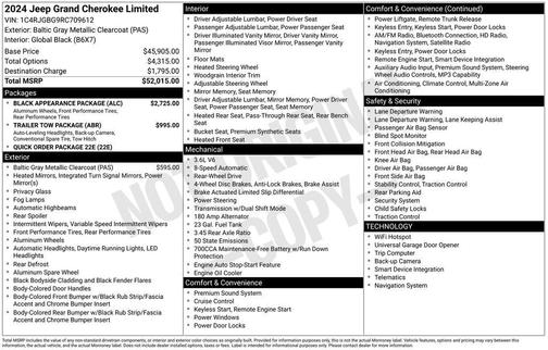 Baltic Gray Metallic Clearcoat 2024 Jeep Grand Cherokee Limited