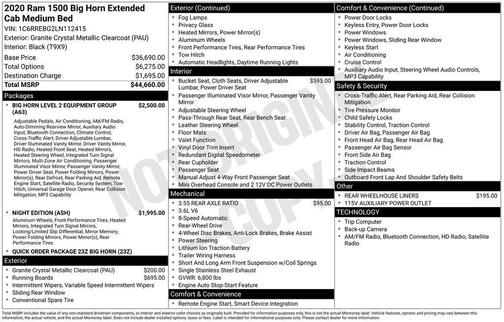 2020 RAM 1500 Big Horn
