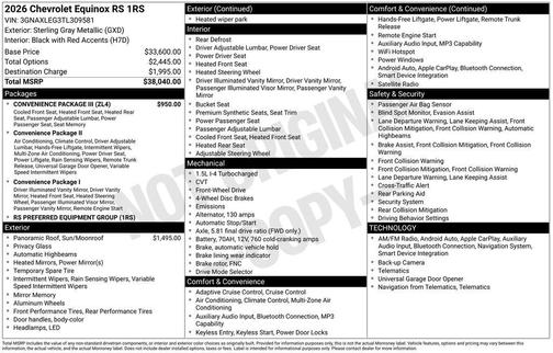 Sterling Gray Metallic 2026 Chevrolet Equinox FWD RS