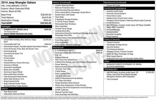 Black Clearcoat 2014 Jeep Wrangler Sahara