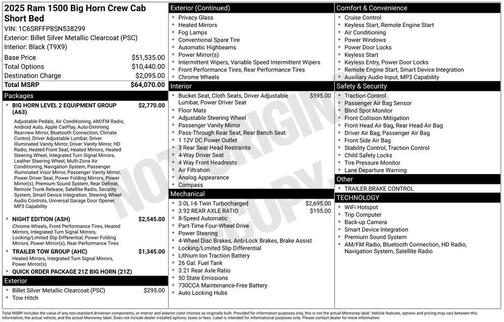 2025 RAM 1500 Big Horn/Lone Star