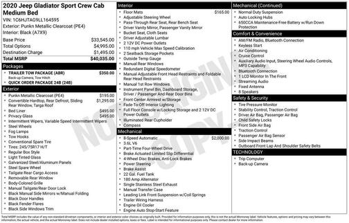 2020 Jeep Gladiator Sport