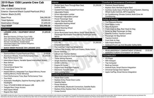 Diamond Black Crystal Pearlcoat 2019 RAM 1500 Laramie