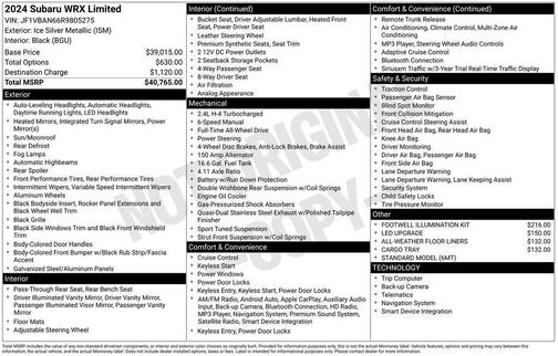 2024 Subaru WRX Limited