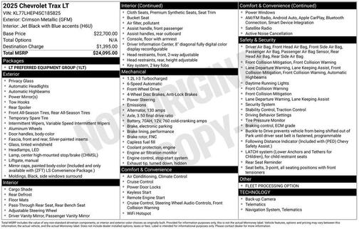 Crimson Metallic 2025 Chevrolet Trax LT