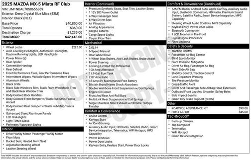 2025 Mazda MX-5 Miata RF Club