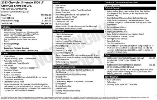 Summit White 2023 Chevrolet Silverado 1500 LT