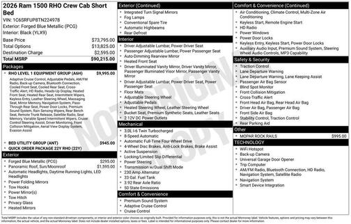 Blue Metallic 2026 RAM 1500 RHO