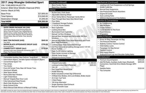 2017 Jeep Wrangler Unlimited Sport