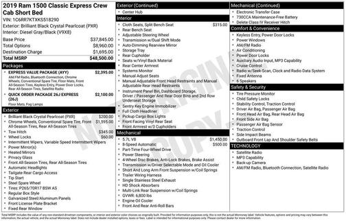 Brilliant Black Crystal Pearlcoat 2019 RAM 1500 Express