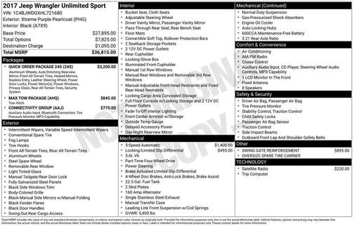 2017 Jeep Wrangler Unlimited Sport