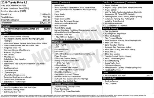2019 Toyota Prius LE
