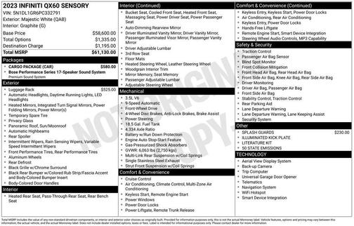 2023 INFINITI QX60 SENSORY