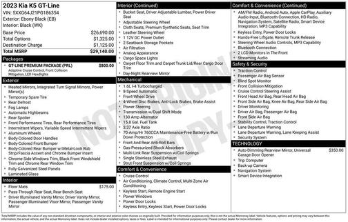 Ebony Black 2023 Kia K5 GT-Line