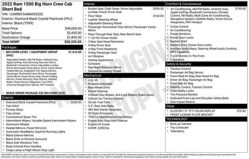 Diamond Black Crystal Pearlcoat 2022 RAM 1500 Big Horn/Lone Star