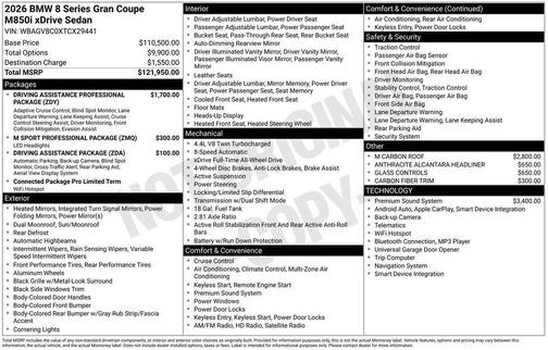 2026 BMW M850 Gran Coupe xDrive