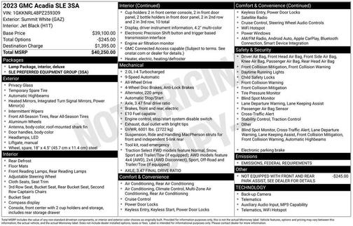 2023 GMC Acadia AWD SLE