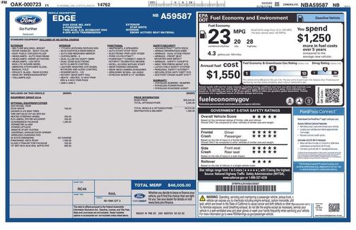 Star White Metallic Tri-Coat 2022 Ford Edge SEL