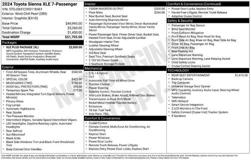 Pearl 2024 Toyota Sienna XLE