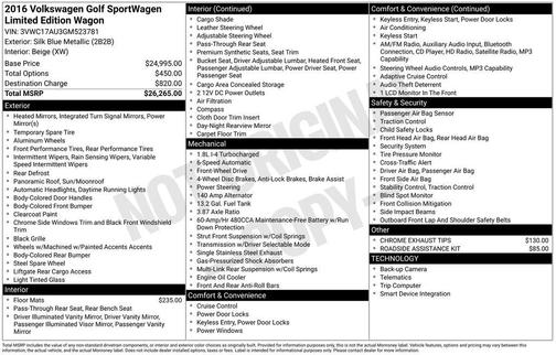 2016 Volkswagen Golf SportWagen TSI Limited Edition