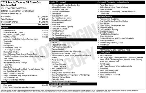 Magnetic Gray Metallic 2021 Toyota Tacoma SR