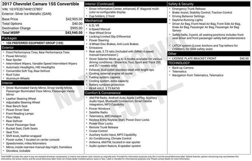 2017 Chevrolet Camaro 1SS