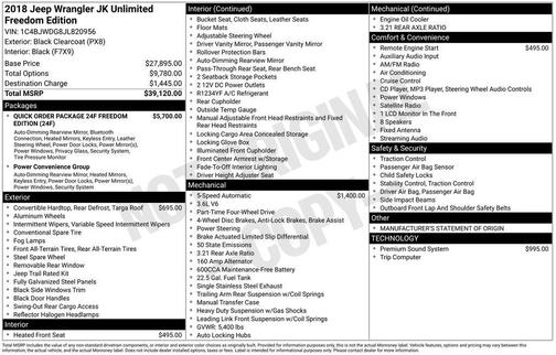 2018 Jeep Wrangler JK Unlimited Sport