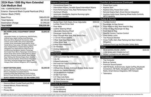 Diamond Black Crystal Pearlcoat 2024 RAM 1500 Big Horn/Lone Star