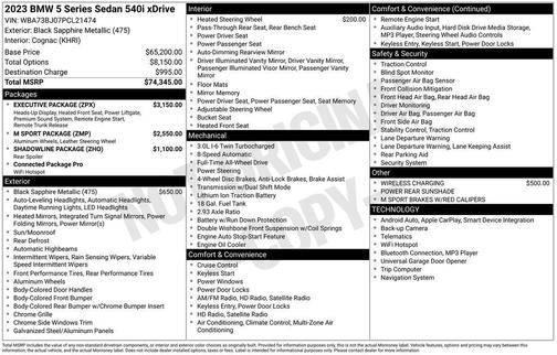 Black Sapphire Metallic 2023 BMW 540 i xDrive