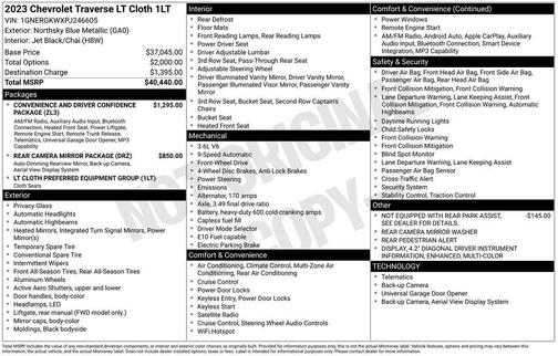 Northsky Blue Metallic 2023 Chevrolet Traverse LT Cloth