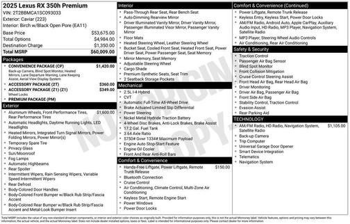 2025 Lexus RX 350 Premium