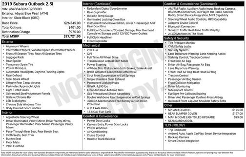 2019 Subaru Outback 2.5i