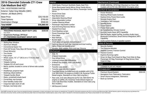 2016 Chevrolet Colorado Z71