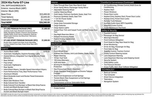 Aurora Black 2024 Kia Forte GT-Line