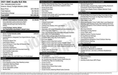 Ebony Twilight Metallic 2021 GMC Acadia AWD SLE