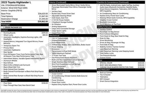 Wind Chill Pearl 2023 Toyota Highlander L