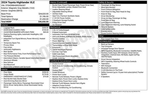 Magnetic Gray Metallic 2024 Toyota Highlander XLE
