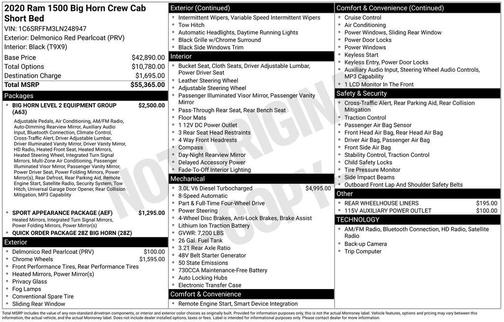 Delmonico Red Pearlcoat 2020 RAM 1500 Big Horn/Lone Star