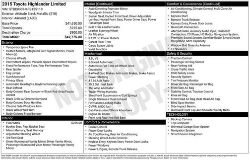 Attitude Black Metallic 2015 Toyota Highlander Limited